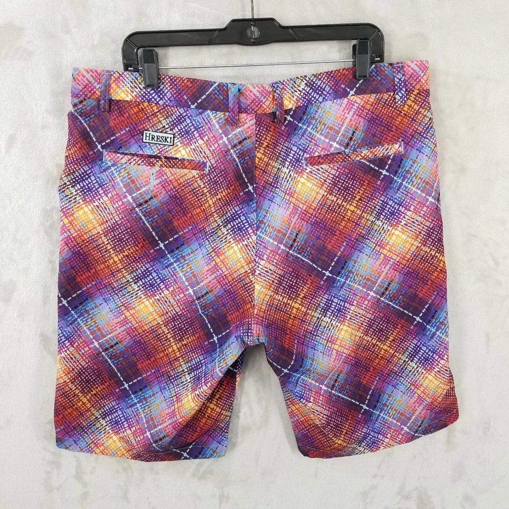 Hreski Shorts Men‎ 38 Colorful Plaid Golf Performance Chino Stretch 10